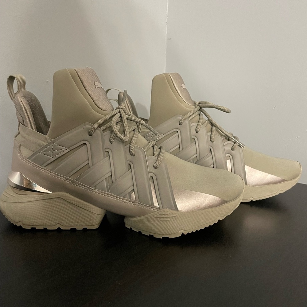 Green puma sneakers